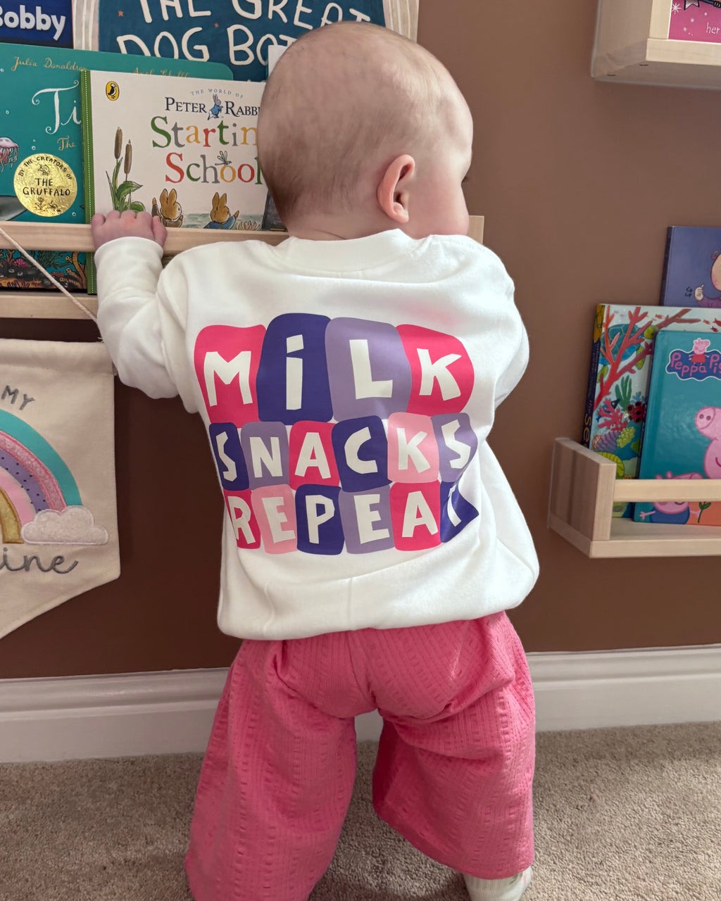 Milk Snacks Repeat (Pink) Sweatshirt