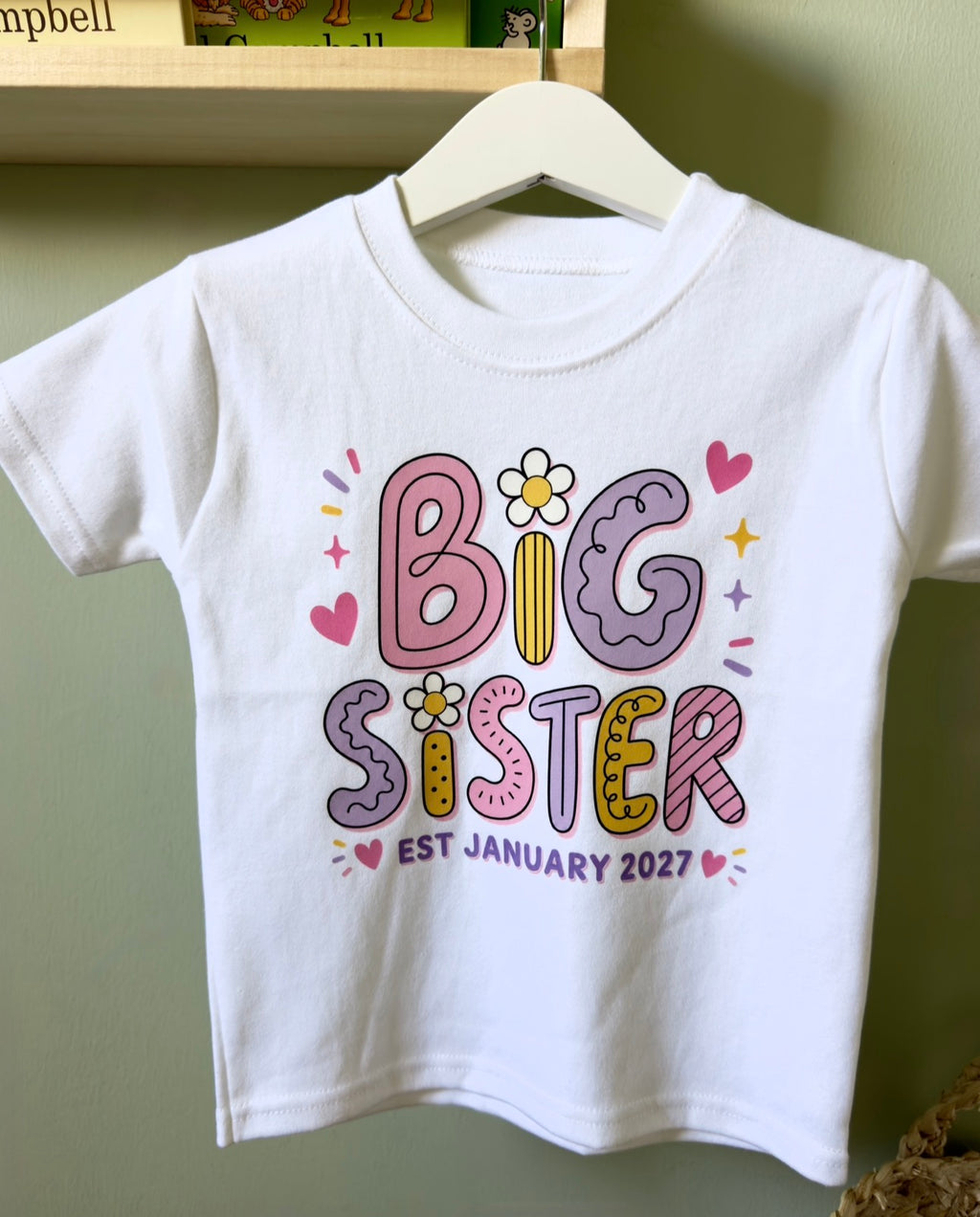 Personalised Big Sister Baby Reveal T-Shirt